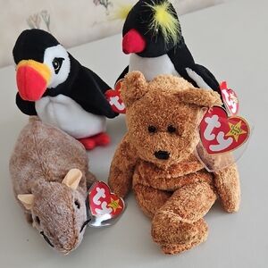 Vintage TY Beanie Babies Plush Toy Set Of 4